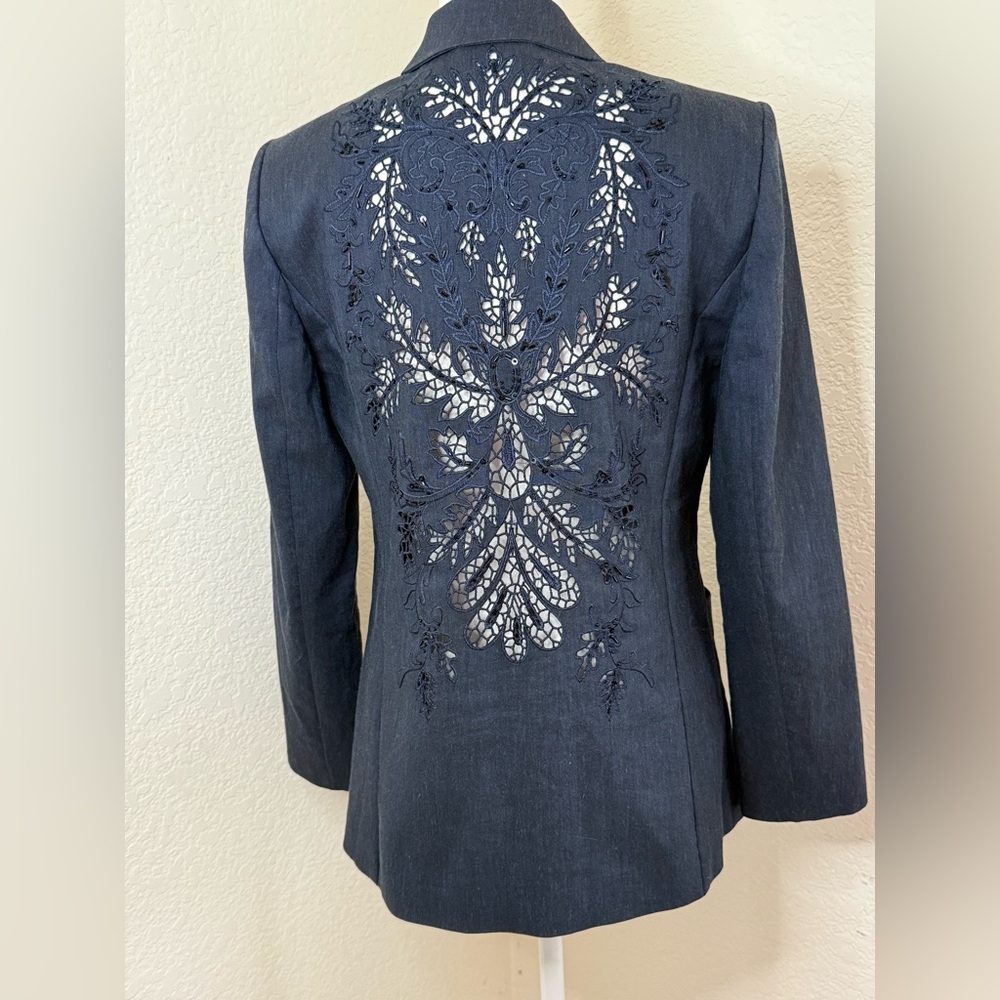 Elie Tahari Sz 10 Cutout Beaded Back Blazer